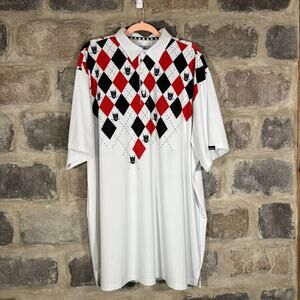 Tattoo Golf Monster Cool-Stretch Golf Shirt Men's 4XL Argyle Skulls‎ Lightweight